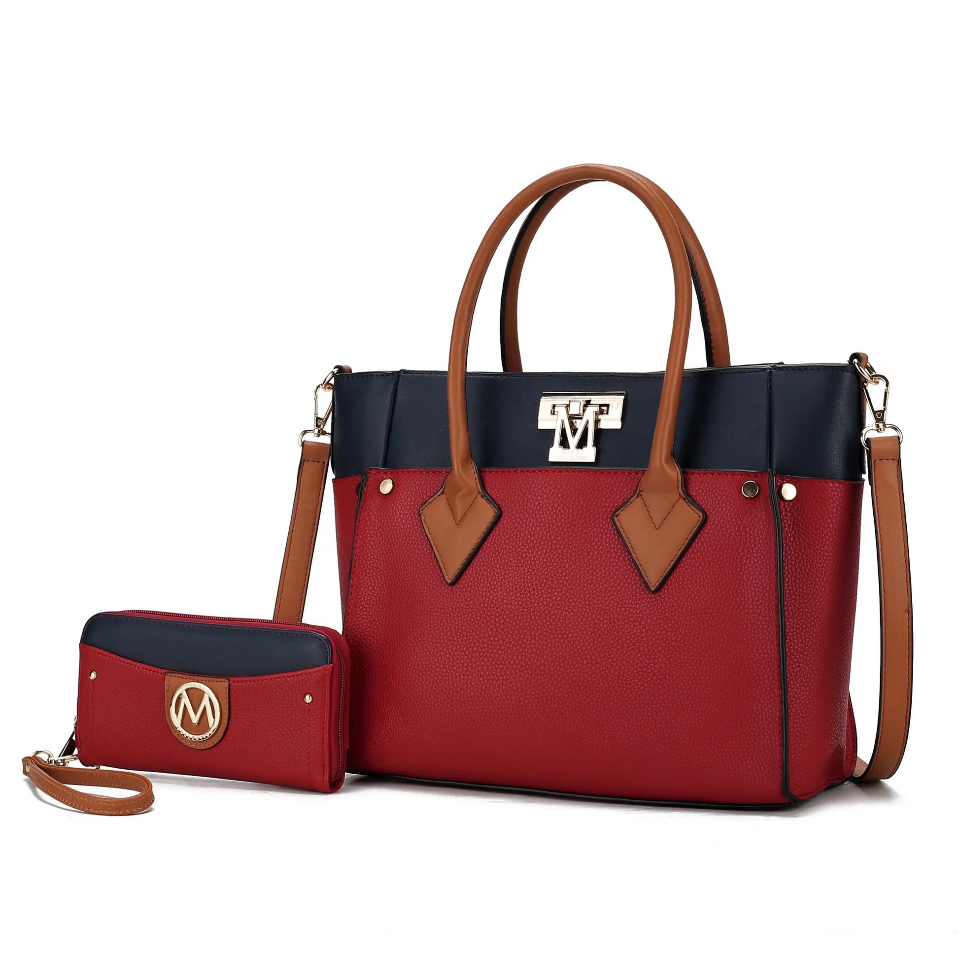 Brynlee Women'S Tote Bag & Wristlet Wallet, Crossbody Purse Handbag 2 Pcs by Mia K - Navy